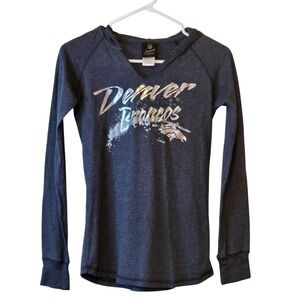 NFL Juniors Collection Denver Broncos Gray Silver Hoodie V-Neck Long Sleeve S